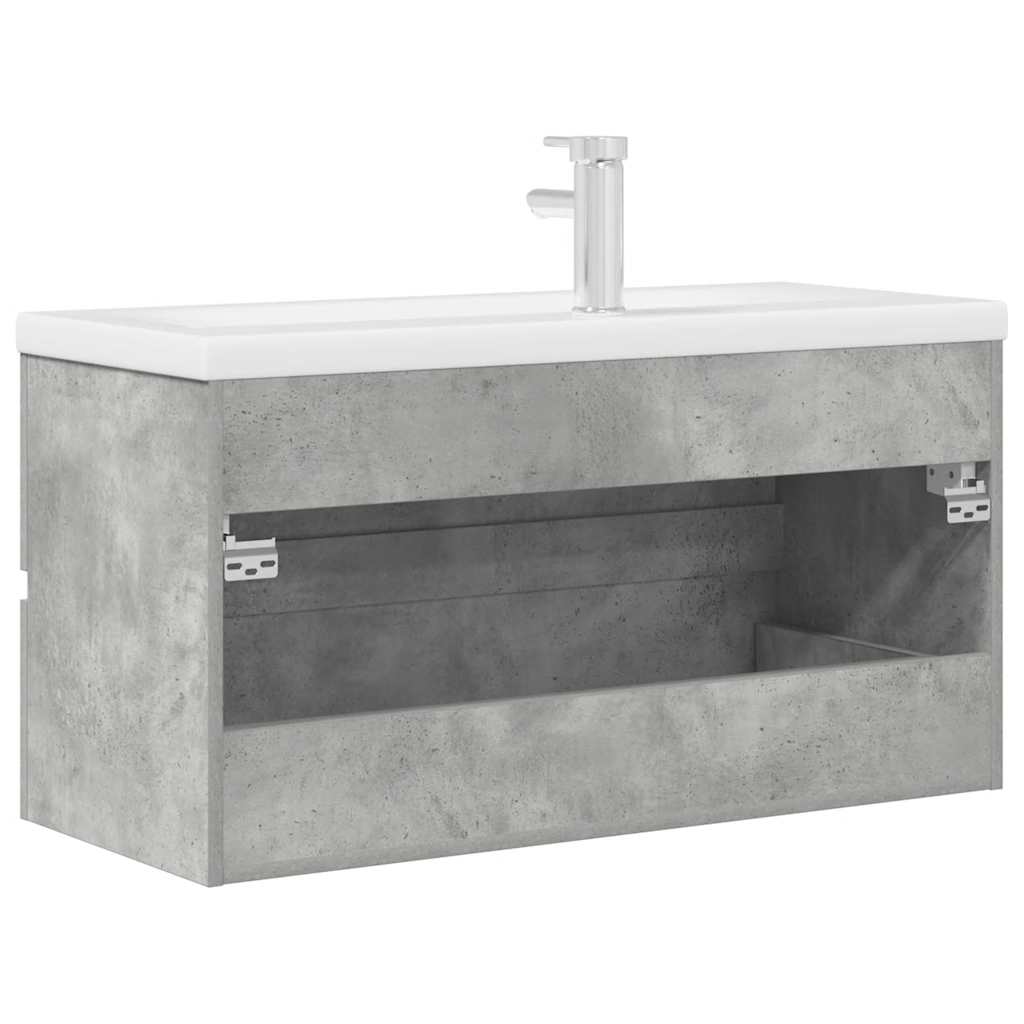 2 Piece Bathroom Furniture Set Concrete Grey Engineered Wood