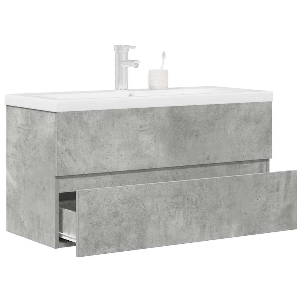 2 Piece Bathroom Furniture Set Concrete Grey Engineered Wood