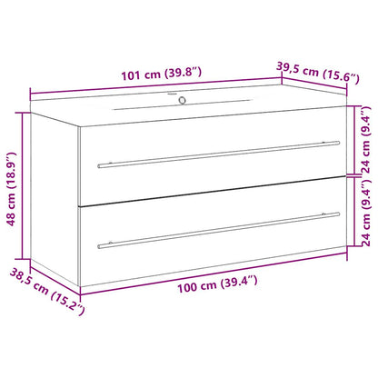 2 Piece Bathroom Furniture Set Concrete Grey Engineered Wood