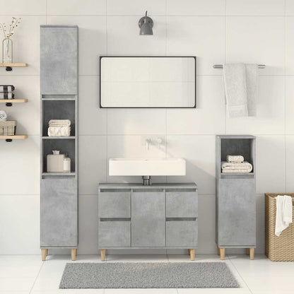 3 Piece Bathroom Furniture Set Concrete Grey Engineered Wood