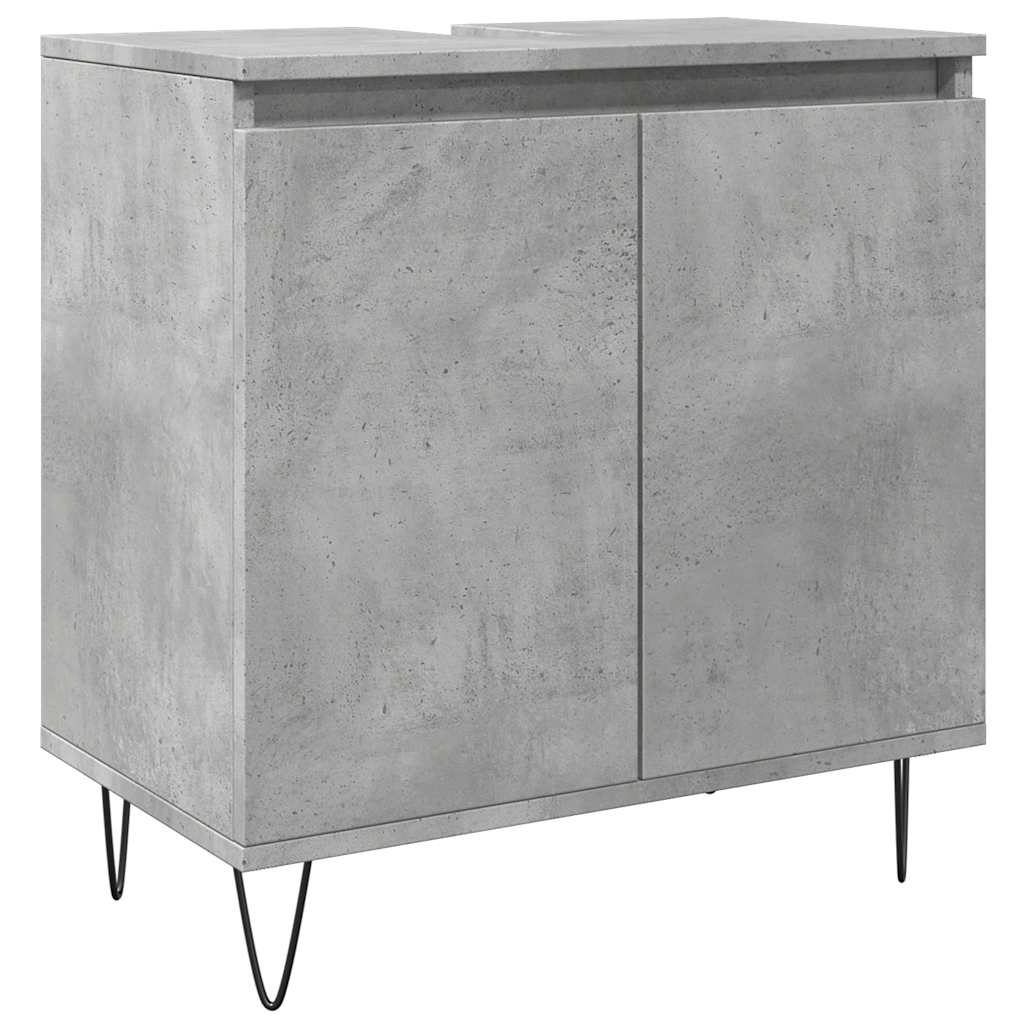 3 Piece Bathroom Furniture Set Concrete Grey Engineered Wood