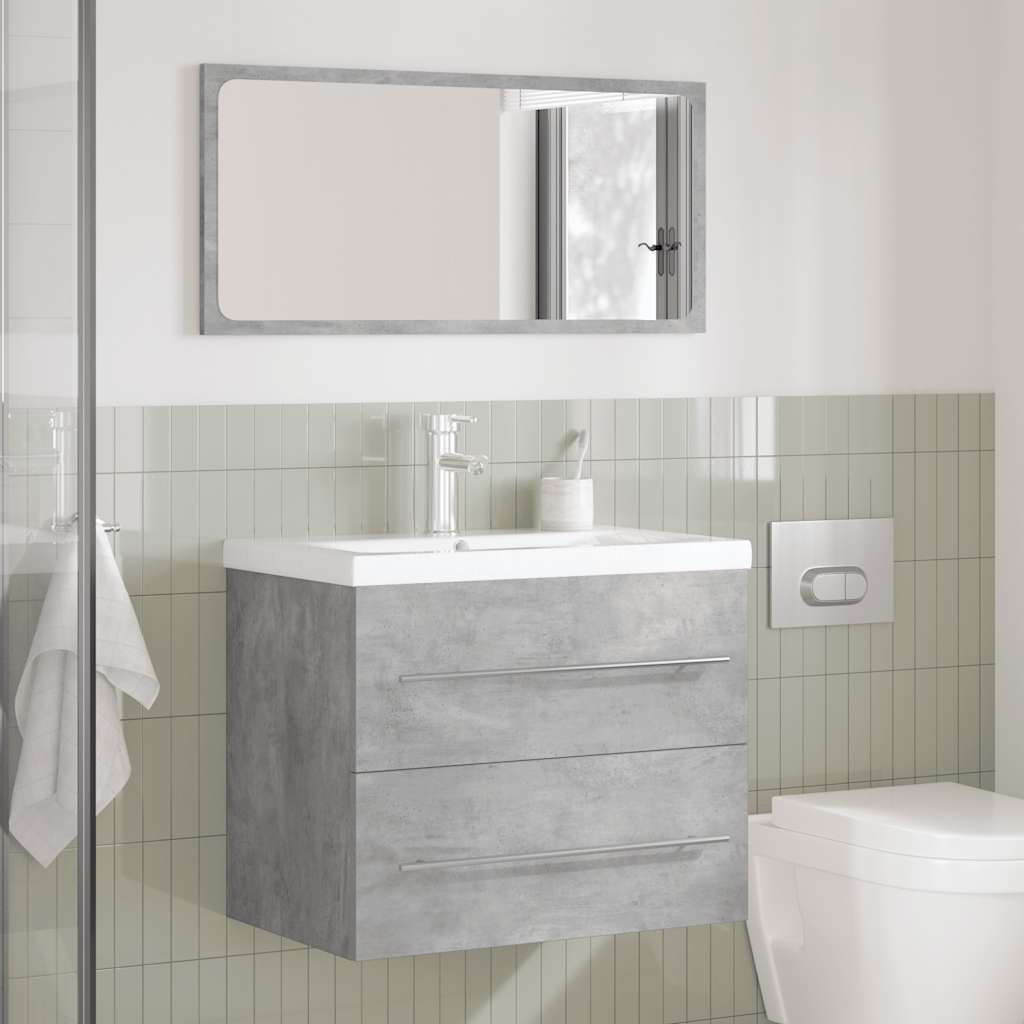 2 Piece Bathroom Furniture Set Concrete Grey Engineered Wood