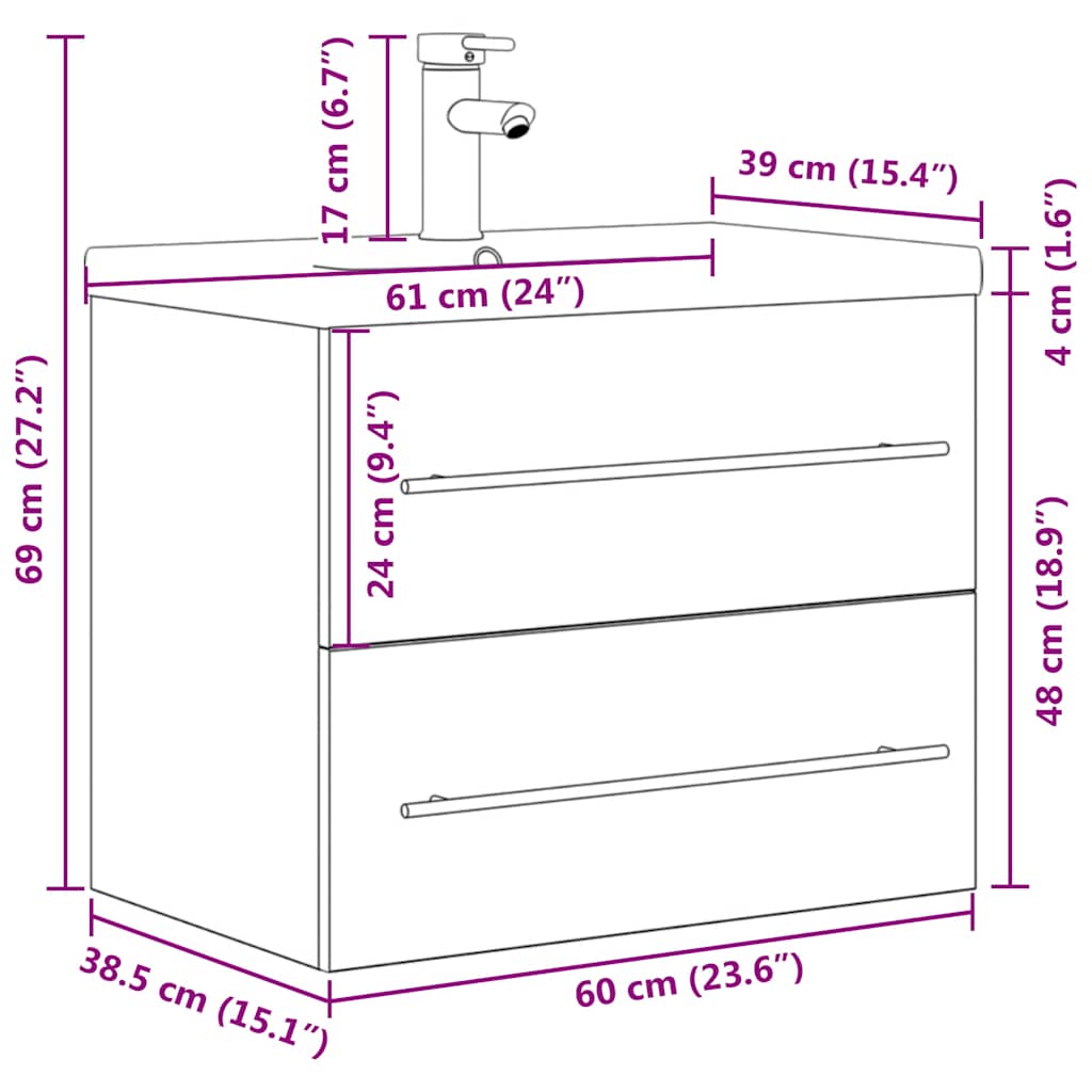 2 Piece Bathroom Furniture Set Concrete Grey Engineered Wood