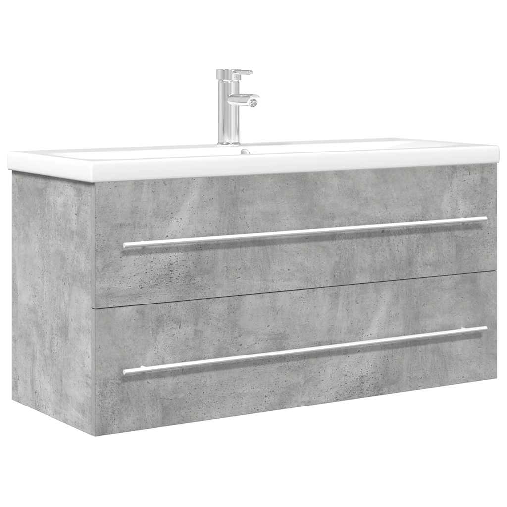 2 Piece Bathroom Furniture Set Concrete Grey Engineered Wood