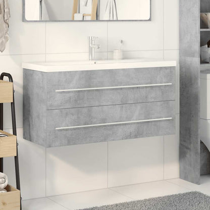 2 Piece Bathroom Furniture Set Concrete Grey Engineered Wood