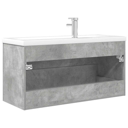 2 Piece Bathroom Furniture Set Concrete Grey Engineered Wood