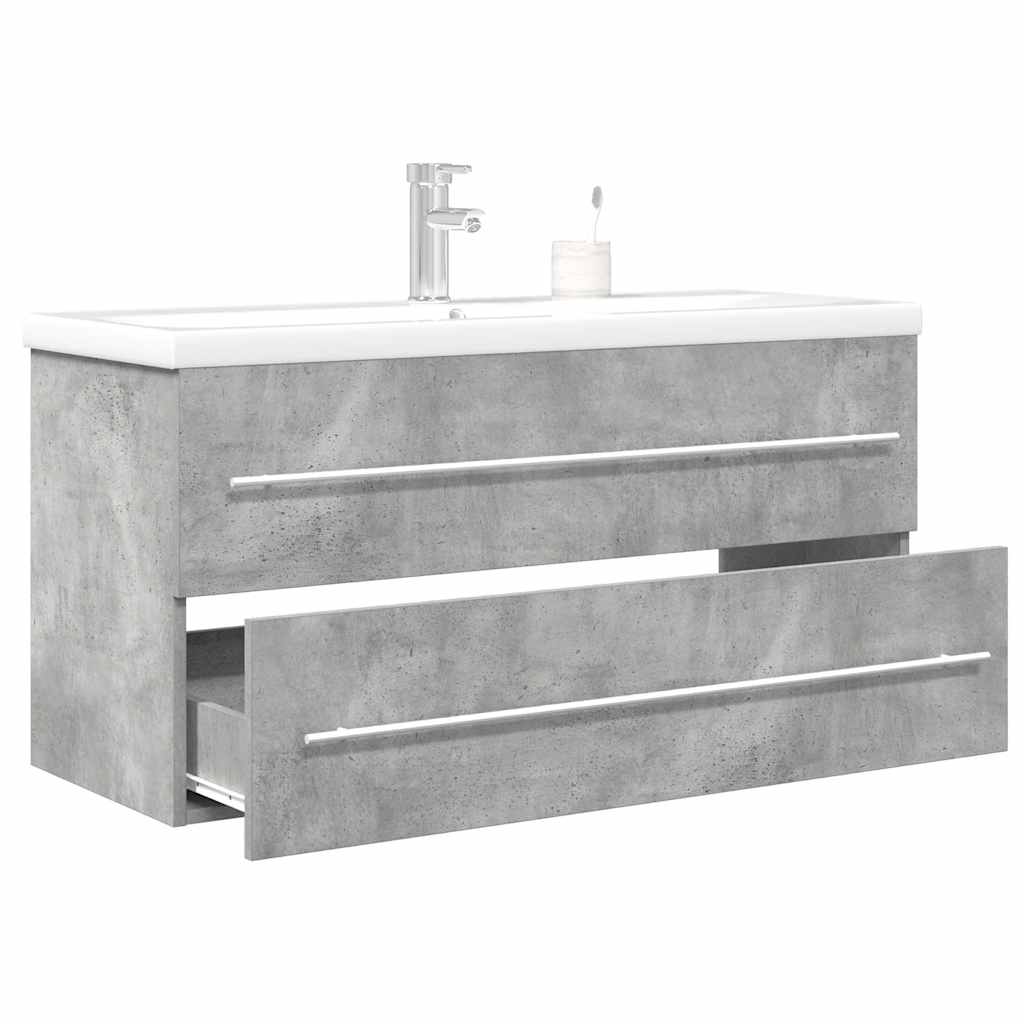 2 Piece Bathroom Furniture Set Concrete Grey Engineered Wood