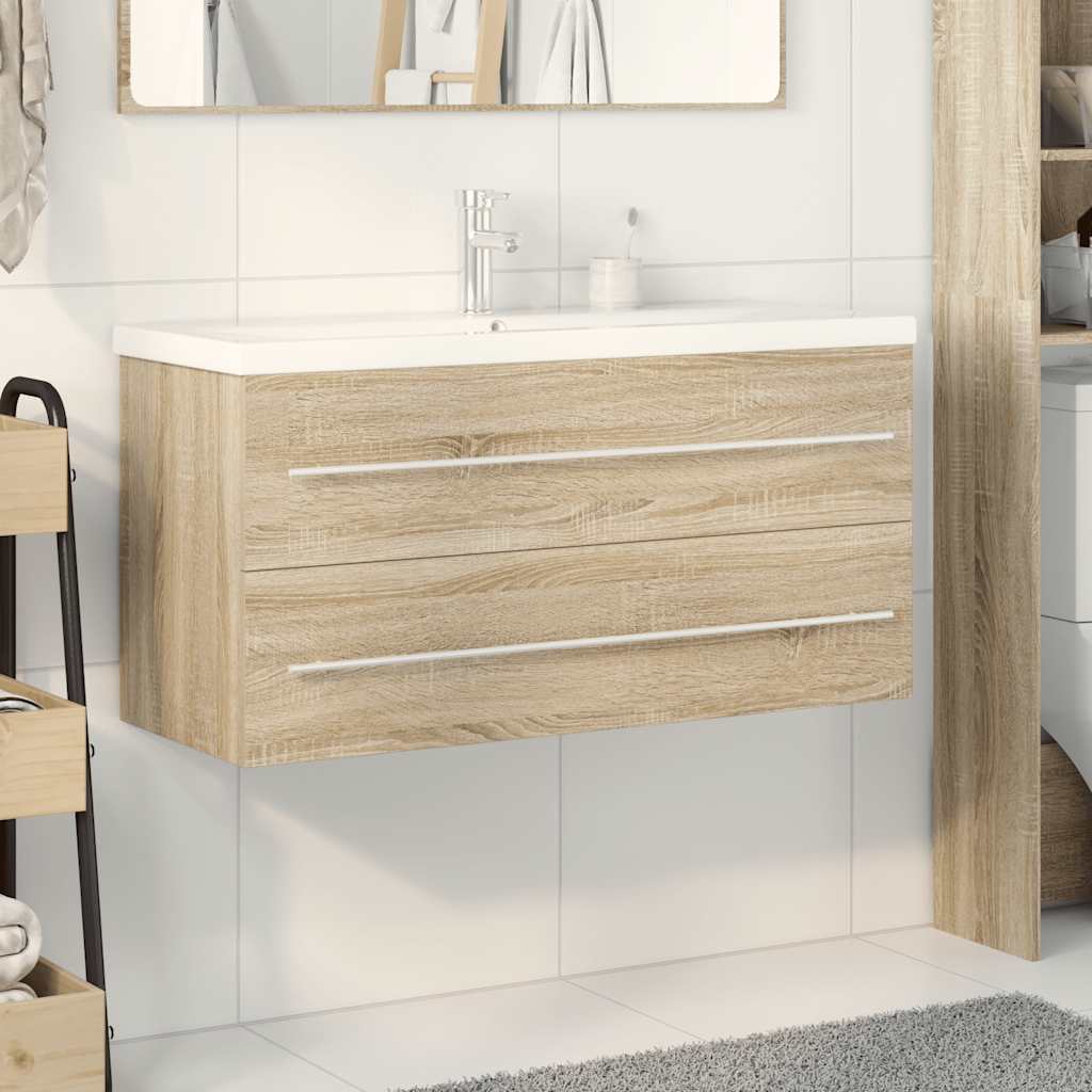 2 Piece Bathroom Furniture Set Sonoma Oak Engineered Wood