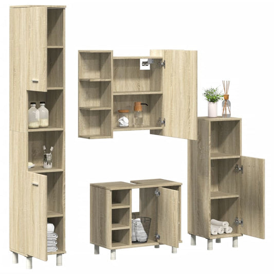 4 Piece Bathroom Furniture set Sonoma Oak Engineered Wood