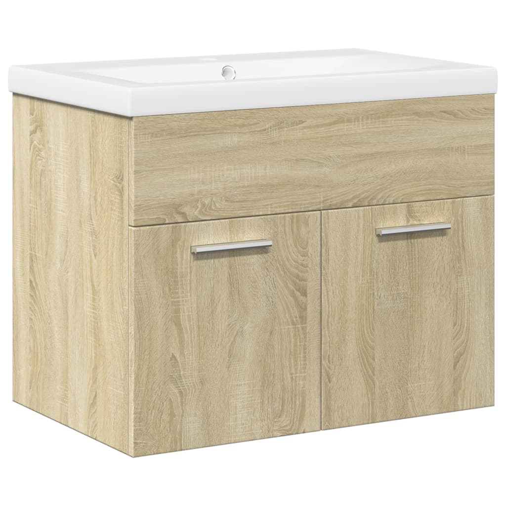 Bathroom Sink Cabinet with Built-in Basin Sonoma Oak