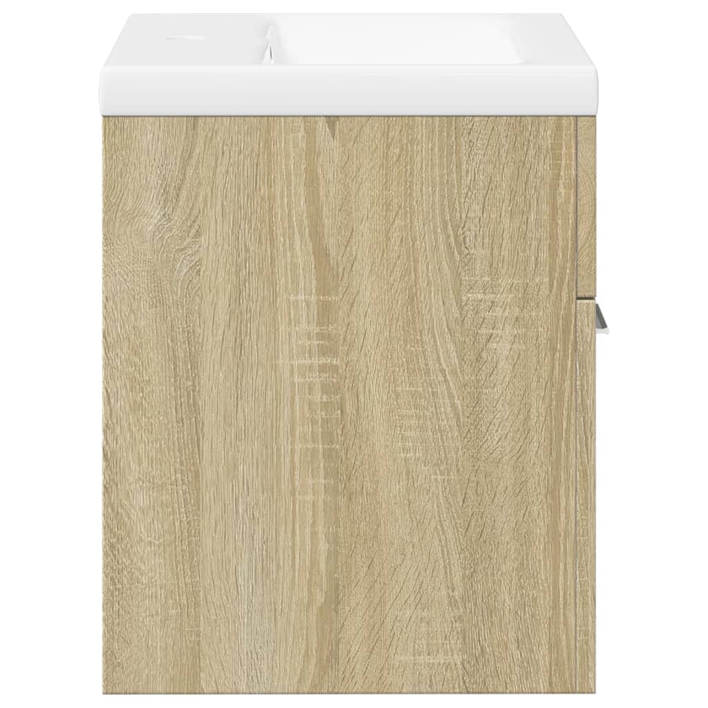 Bathroom Sink Cabinet with Built-in Basin Sonoma Oak