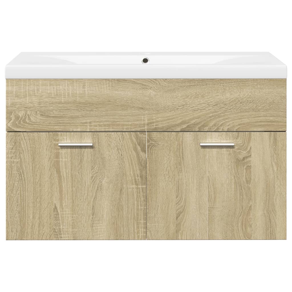 Bathroom Sink Cabinet with Built-in Basin Sonoma Oak