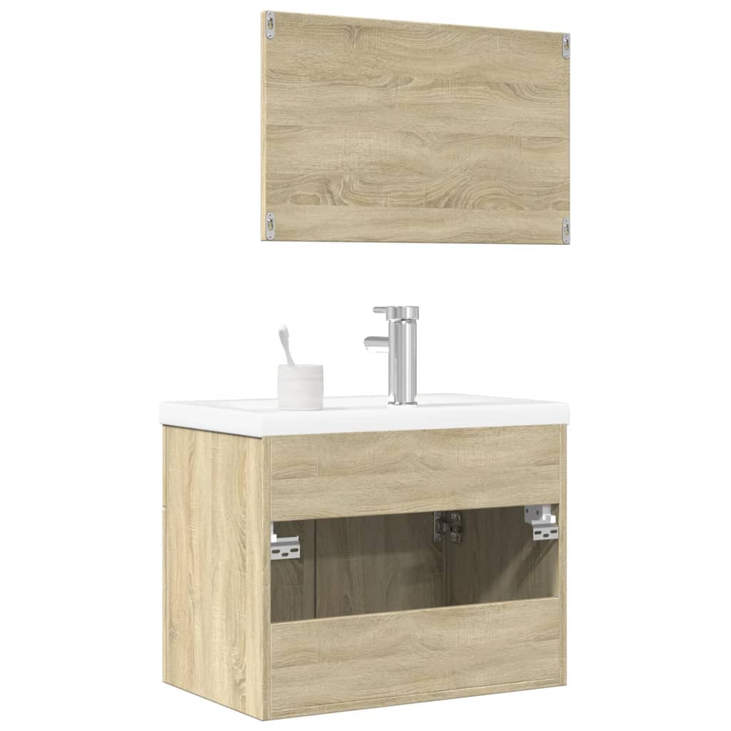 3 Piece Bathroom Furniture Set Sonoma Oak Engineered Wood