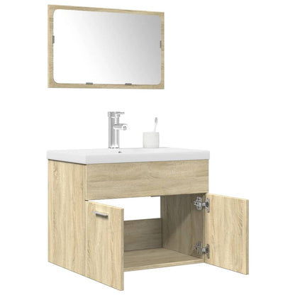 3 Piece Bathroom Furniture Set Sonoma Oak Engineered Wood