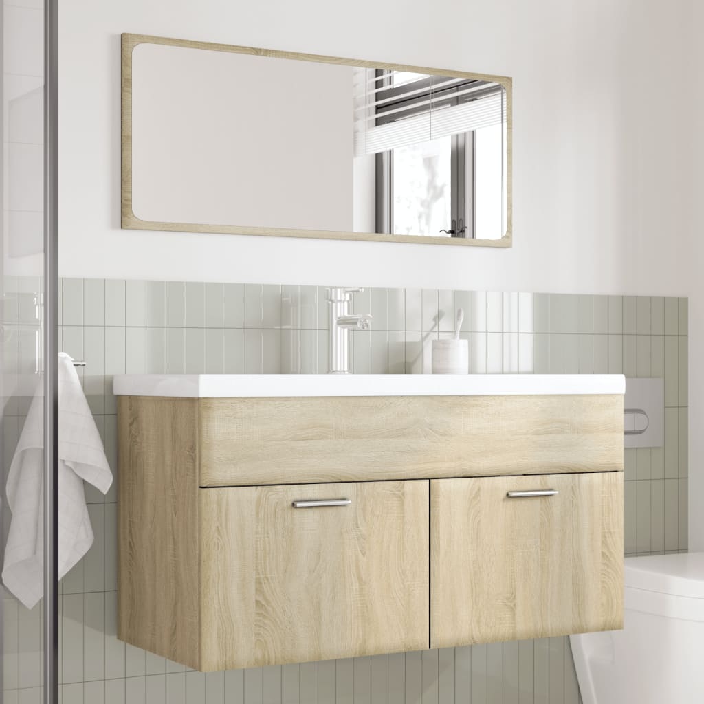 3 Piece Bathroom Furniture Set Sonoma Oak Engineered Wood