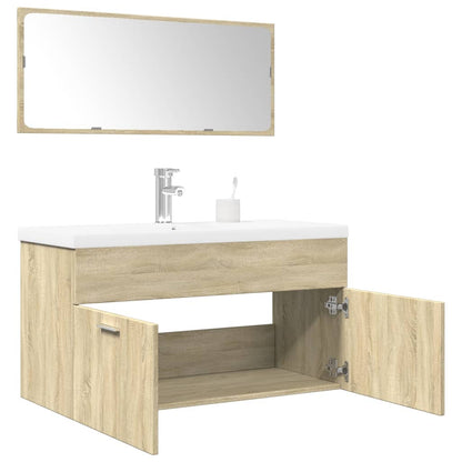 3 Piece Bathroom Furniture Set Sonoma Oak Engineered Wood