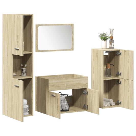 3 Piece Bathroom Furniture Set Sonoma Oak Engineered Wood