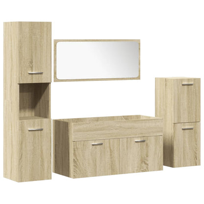 4 Piece Bathroom Furniture Set Sonoma Oak Engineered Wood