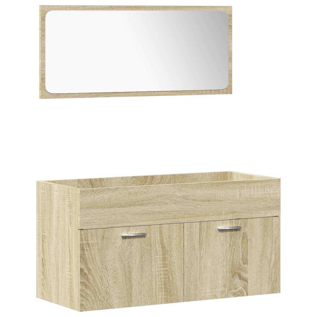 4 Piece Bathroom Furniture Set Sonoma Oak Engineered Wood