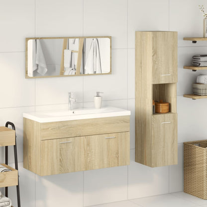 3 Piece Bathroom Furniture Set Sonoma Oak Engineered Wood