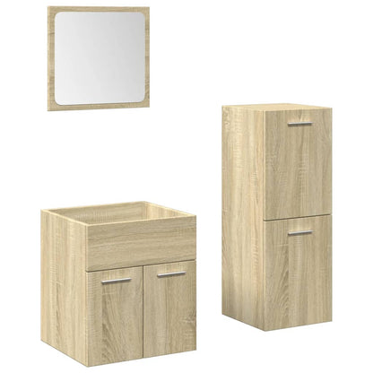 3 Piece Bathroom Furniture Set Sonoma Oak Engineered Wood