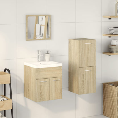 3 Piece Bathroom Furniture Set Sonoma Oak Engineered Wood