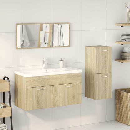 3 Piece Bathroom Furniture Set Sonoma Oak Engineered Wood