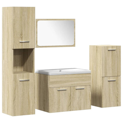 5 Piece Bathroom Furniture Set Sonoma Oak Engineered Wood