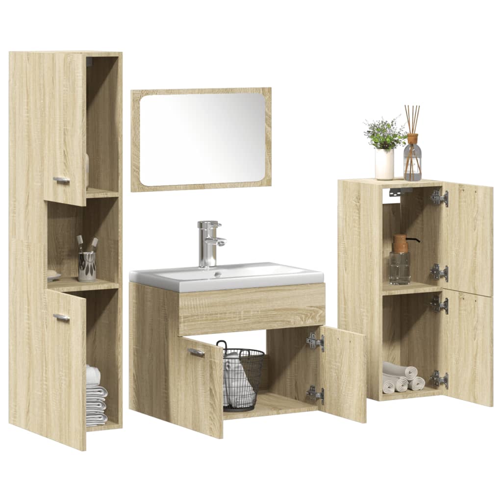 5 Piece Bathroom Furniture Set Sonoma Oak Engineered Wood