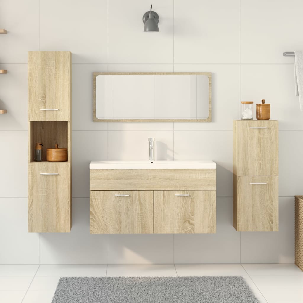 5 Piece Bathroom Furniture Set Sonoma Oak Engineered Wood