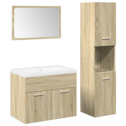 4 Piece Bathroom Furniture Set Sonoma Oak Engineered Wood