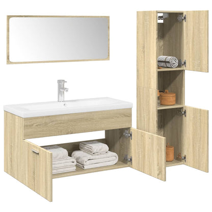 4 Piece Bathroom Furniture Set Sonoma Oak Engineered Wood