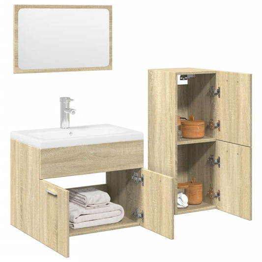 4 Piece Bathroom Furniture Set Sonoma Oak Engineered Wood