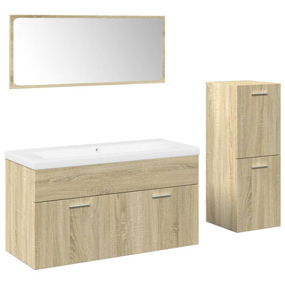 4 Piece Bathroom Furniture Set Sonoma Oak Engineered Wood