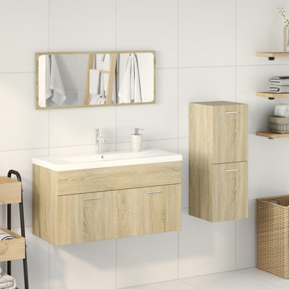 4 Piece Bathroom Furniture Set Sonoma Oak Engineered Wood