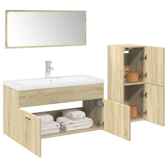 4 Piece Bathroom Furniture Set Sonoma Oak Engineered Wood