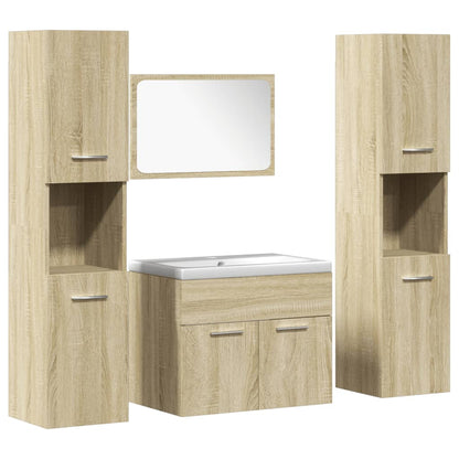 5 Piece Bathroom Furniture Set Sonoma Oak Engineered Wood