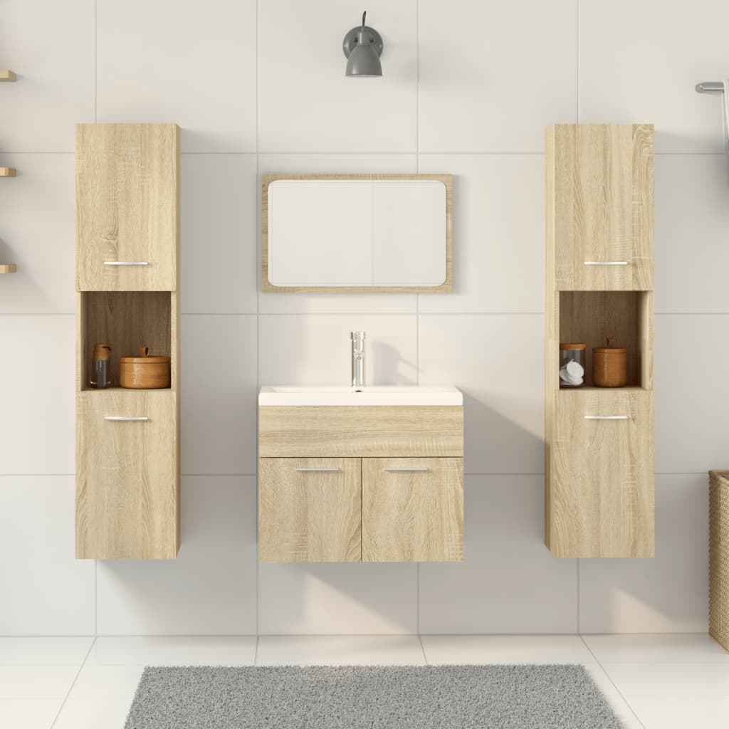 5 Piece Bathroom Furniture Set Sonoma Oak Engineered Wood