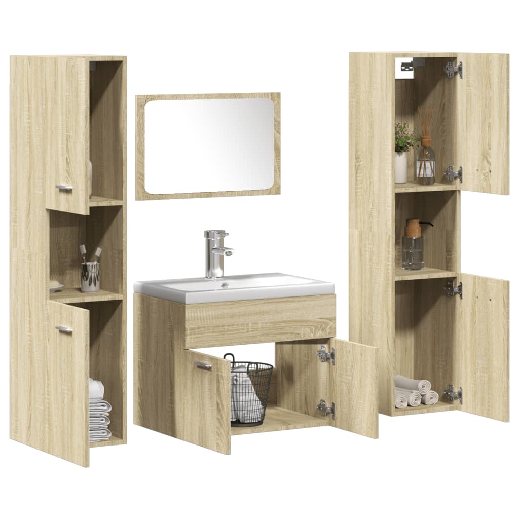 5 Piece Bathroom Furniture Set Sonoma Oak Engineered Wood