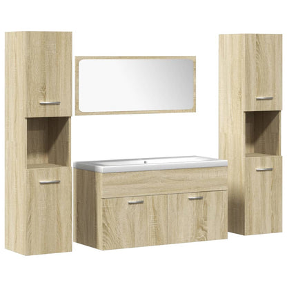 5 Piece Bathroom Furniture Set Sonoma Oak Engineered Wood