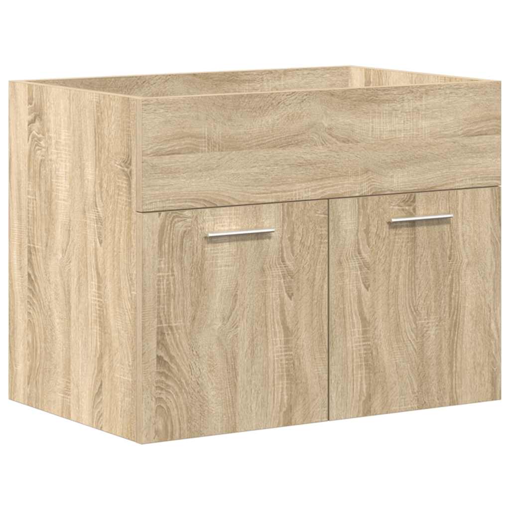 Bathroom Sink Cabinet with Built-in Basin and Faucet Sonoma Oak