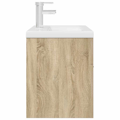 Bathroom Sink Cabinet with Built-in Basin and Faucet Sonoma Oak