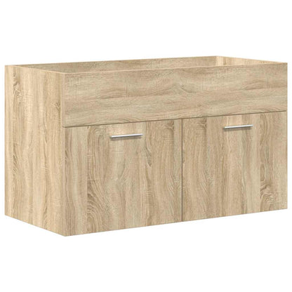 Bathroom Sink Cabinet with Built-in Basin and Faucet Sonoma Oak