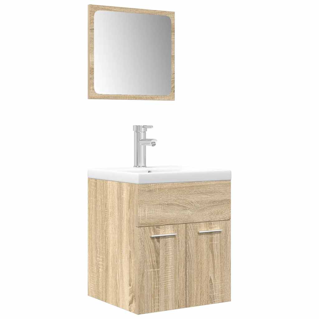 3 Piece Bathroom Furniture Set Sonoma Oak Engineered Wood