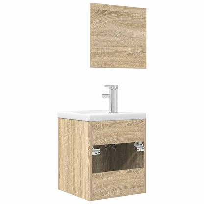 3 Piece Bathroom Furniture Set Sonoma Oak Engineered Wood