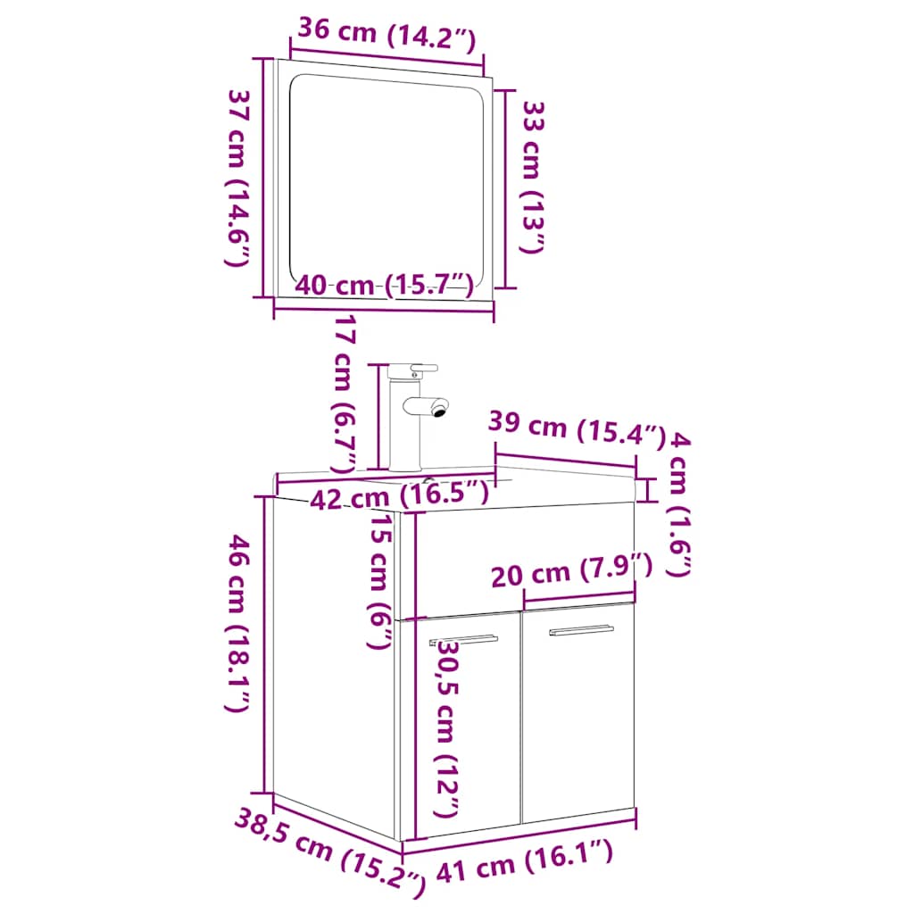 3 Piece Bathroom Furniture Set Sonoma Oak Engineered Wood