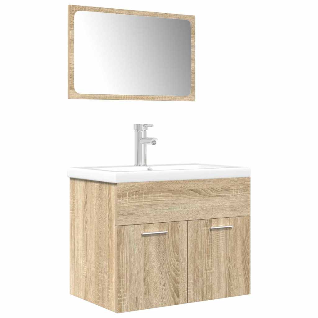 3 Piece Bathroom Furniture Set Sonoma Oak Engineered Wood