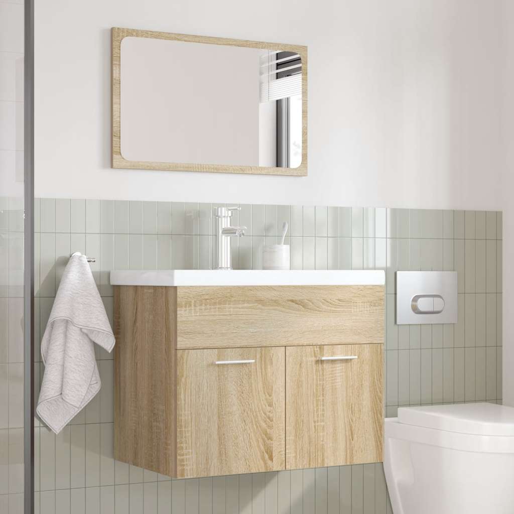 3 Piece Bathroom Furniture Set Sonoma Oak Engineered Wood