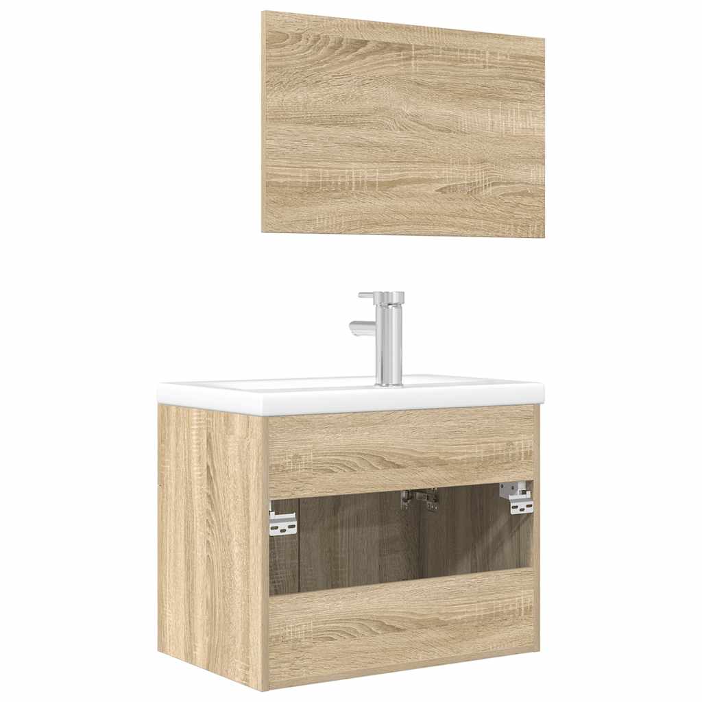 3 Piece Bathroom Furniture Set Sonoma Oak Engineered Wood