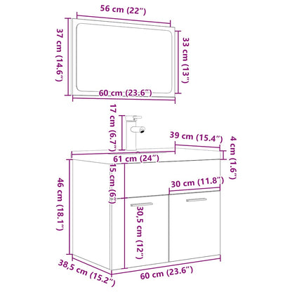 3 Piece Bathroom Furniture Set Sonoma Oak Engineered Wood